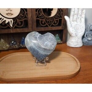 Carved Blue Trolleite Crystal Heart